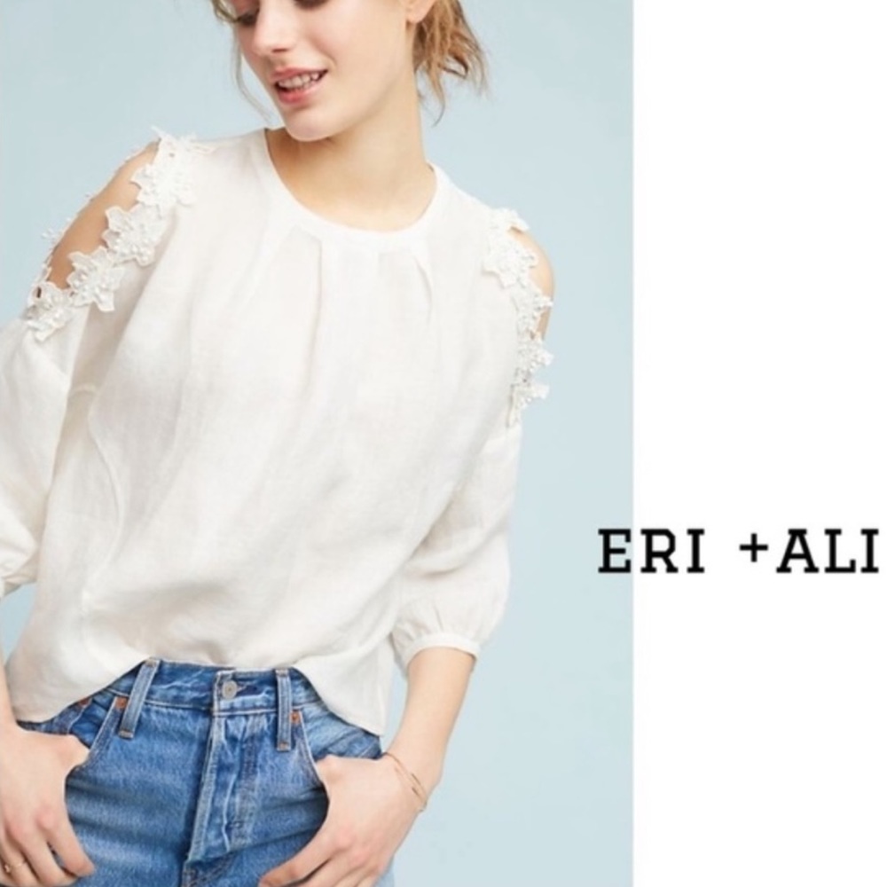 Anthropologie 100% linen top size M Eri + Ali